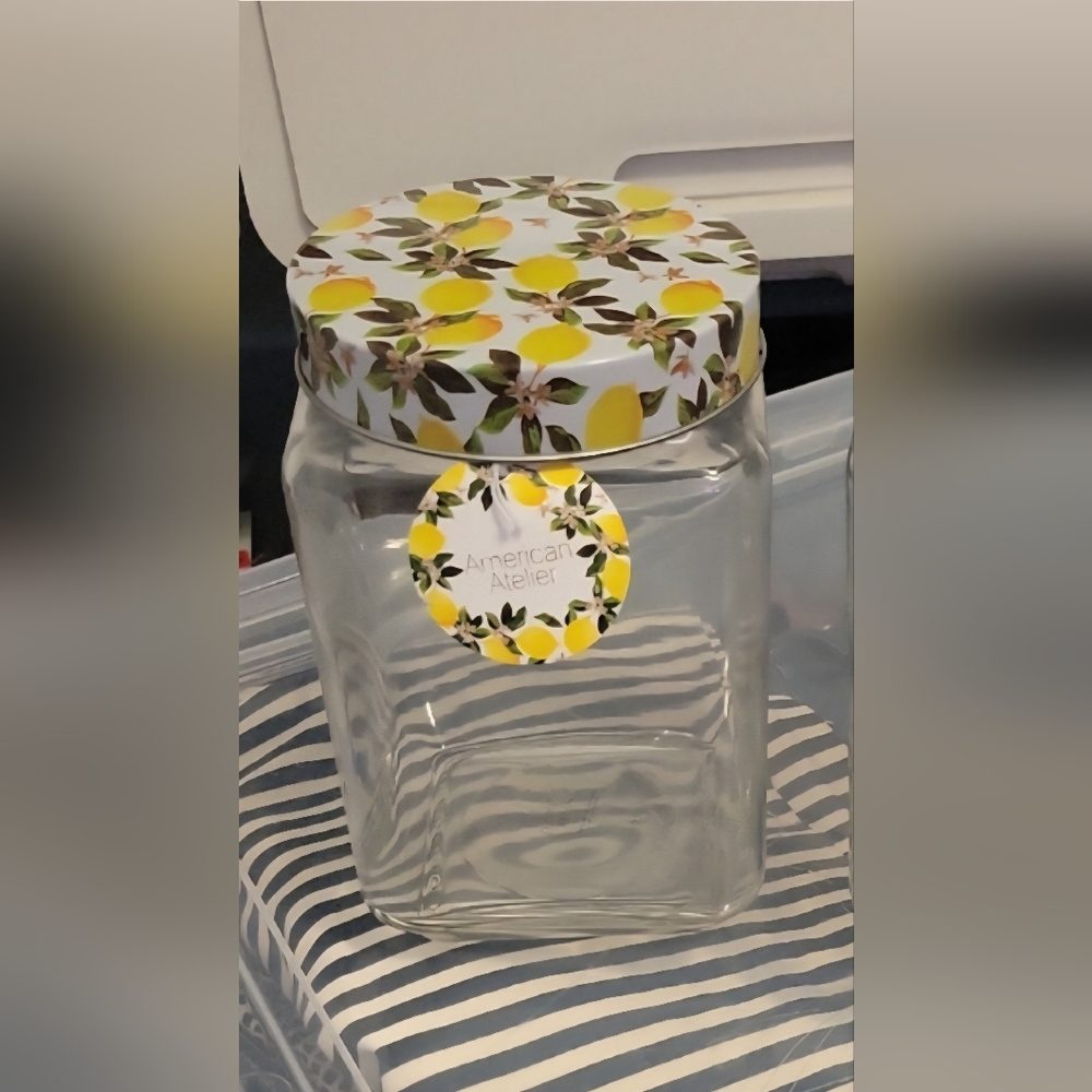 2 Lemon Pattern Glass Jars